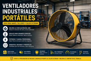 Ventiladores industriales portátiles: guía para naves, talleres y calor extremo